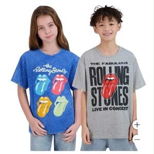 Licensed Youth 2-Pack Rolling Stones Kids  T-Shirt - Blue and Gray